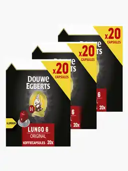Flink Douwe Egberts caps lungo original 20st 3x aanbieding