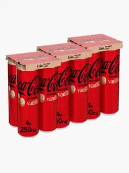 Flink Coca Cola Vanilla Zero Sugar 4-pack 25cl 3x aanbieding