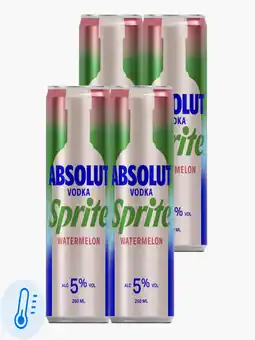 Flink Absolut Vodka & Sprite Watermeloen 250ml blik 4x aanbieding