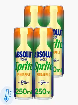 Flink Absolut Vodka & Sprite Ananas 250ml blik 4x aanbieding