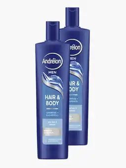 Flink Andrélon Men shampoo hair & body 400ml 2x aanbieding
