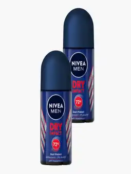 Flink Nivea Men Dry Impact Roll-on Deo 50ml 2x aanbieding