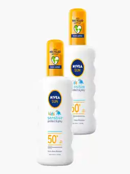 Flink Nivea Zonnespray Kids Sensitive SPF50 200ml 2x aanbieding