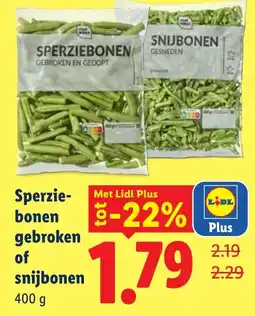 Lidl Sperziebonen gebroken of snijbonen aanbieding