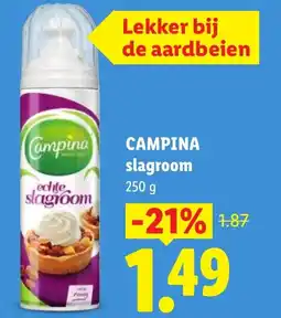 Lidl Campina slagroom aanbieding
