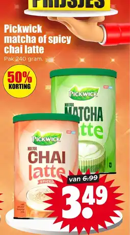 Dirk Pickwick matcha of spicy chai latte aanbieding