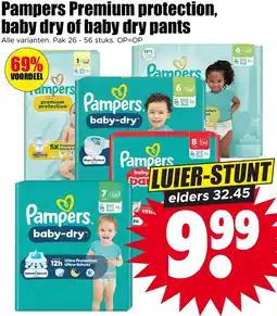 Dirk Pampers Premium protection, baby dry of baby dry pants aanbieding