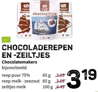 Ekoplaza Chocolatemakers Chocoladerepen en -zeiltjes 85-100g aanbieding