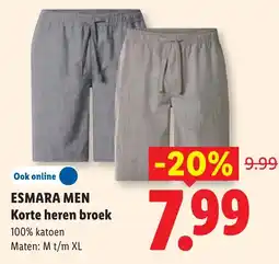 Lidl Esmara men Korte heren broek aanbieding