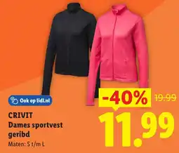 Lidl Crivit Dames sportvest geribd aanbieding