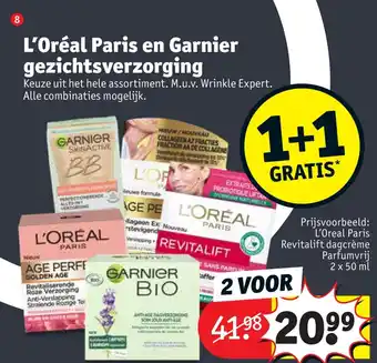 Kruidvat L'Oreal Paris en Garnier gezichtsverzorging aanbieding