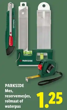 Lidl Parkside Mes, reservemesjes, rolmaat of waterpas aanbieding