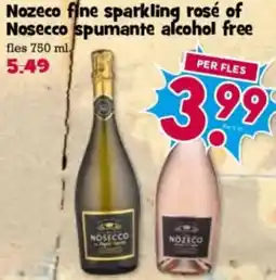 Boon`s Markt Nozeco fine sparkling rosé of Nosecco spumante alcohol free aanbieding