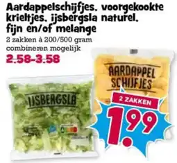 Boon`s Markt Aardappelschijfjes, voorgekookte krieltjes, ijsbergsla naturel. fijn en/of melange aanbieding