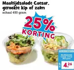 Boon`s Markt Maaltijdsalade Caesar. gerookte kip of zalm aanbieding