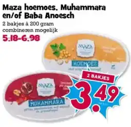 Boon`s Markt Maza hoemoes, Muhammara en/of Baba Anoesch aanbieding
