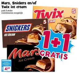Boon`s Markt Mars, Snickers en/of Twix ice cream aanbieding