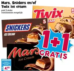Boon`s Markt Mars, Snickers en/of Twix ice cream aanbieding