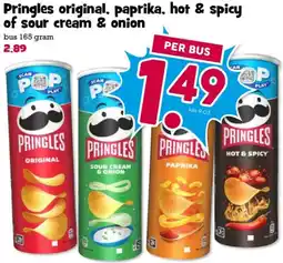 Boon`s Markt Pringles original, paprika, hot & spicy of sour cream & onion aanbieding
