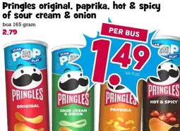 Boon`s Markt Pringles original, paprika, hot & spicy of sour cream & onion aanbieding