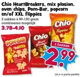 Boon`s Markt Chio HeartBreakers, mix plosion. oven chips. Pom-Bar. popcorn en/of XXL flippies aanbieding