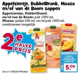Boon`s Markt Appelsientje, DubbelDrank, Maaza en/of van de Boom sappen aanbieding