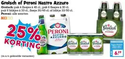 Boon`s Markt Grolsch of Peroni Nastro Azzuro aanbieding