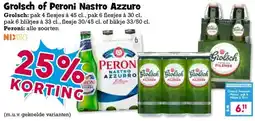 Boon`s Markt Grolsch of Peroni Nastro Azzuro aanbieding