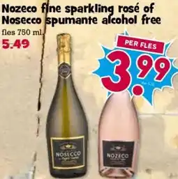 Boon`s Markt Nozeco fine sparkling rosé of Nosecco spumante alcohol free aanbieding