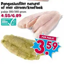 Boon`s Markt Pangasiusfilet naturel of met citroen/knoflook aanbieding
