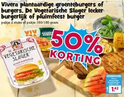 Boon`s Markt Vivera plantaardige groenteburgers of burgers. De Vegetarische Slager lecker burgerlijk of pluimfeest burger aanbieding