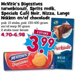 Boon`s Markt McVitie's Digestives tarwebiscuit, Sprits melk. Specials Café Noir. Nizza, Lange Nekken en/of chocolade aanbieding