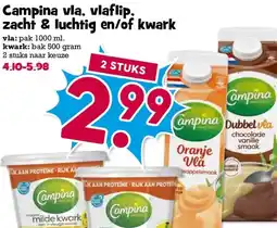 Boon`s Markt Campina vla, vlaflip, zacht & luchtig en/of kwark aanbieding
