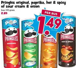 Boon`s Markt Pringles original, paprika, hot & spicy of sour cream & onion aanbieding