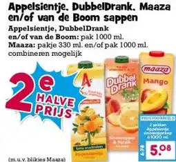 Boon`s Markt Appelsientje. DubbelDrank. Maaza en/of van de Boom sappen aanbieding