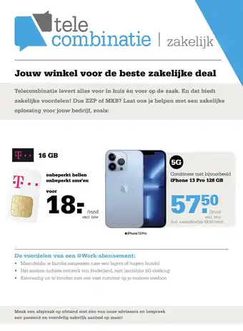 Telecombinatie T-mobile 16 GB onbeperkt bellen onbeperkt sms'en aanbieding