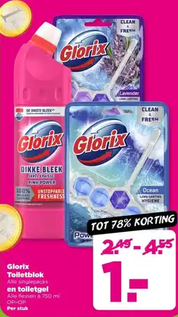 PLUS Glorix toiletblok en toiletgel aanbieding