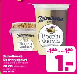 PLUS Zuivelhoeve Boer'n yoghurt duo vla aanbieding