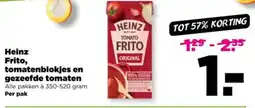 PLUS Heinz frito, tomatenblokjes en gezeefde tomaten aanbieding