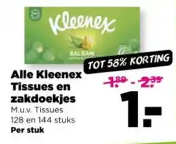 PLUS Alle kleenex tissues en zakdoekjes aanbieding