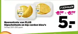 PLUS Boerentrots van plus kipschnitzels en kip cordon bleu's aanbieding