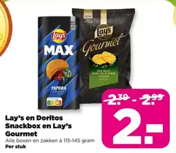 PLUS Lay's en doritos snackbox en lay's gourmet aanbieding