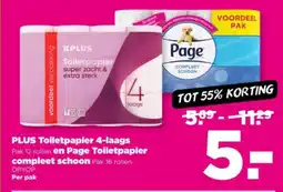 PLUS Plus toiletpapier 4-laags en page toiletpapier compleet schoon aanbieding