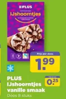 PLUS Plus ijshoorntjes vanille smaak aanbieding