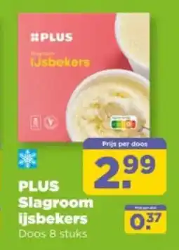 PLUS Plus slagroom ijsbekers aanbieding