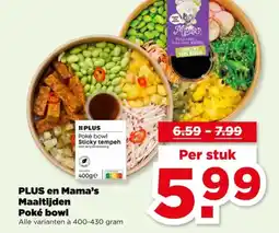 PLUS Plus en mama's maaltijden poké bowl aanbieding