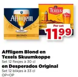 PLUS Affligem blond en texels skuumkoppe en desperados original aanbieding