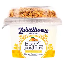 PLUS Zuivelhoeve Boer'n Yoghurt Muesli Mango Passie aanbieding