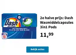 Plein.nl 2e halve prijs: Dash Wasmiddelcapsules 3in1 Pods aanbieding