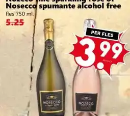Coop Nozeco fine sparkling rosé of Nosecco spumante alcohol free aanbieding